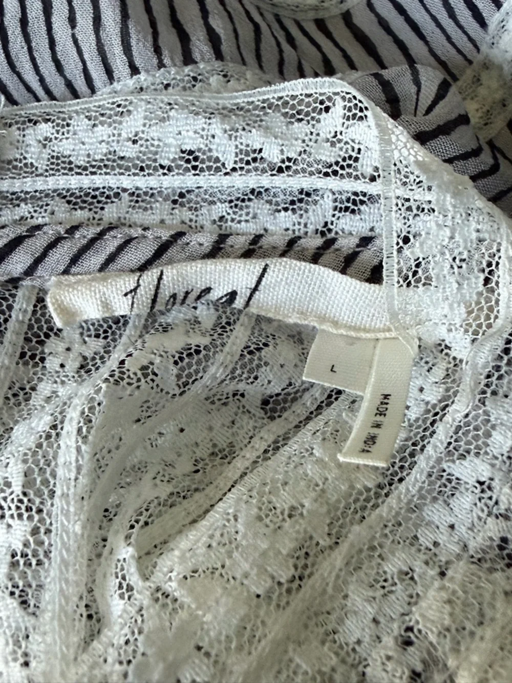 Anthropologie Floreat Black Reina Pleated Lace Striped Blouse Large 39636
